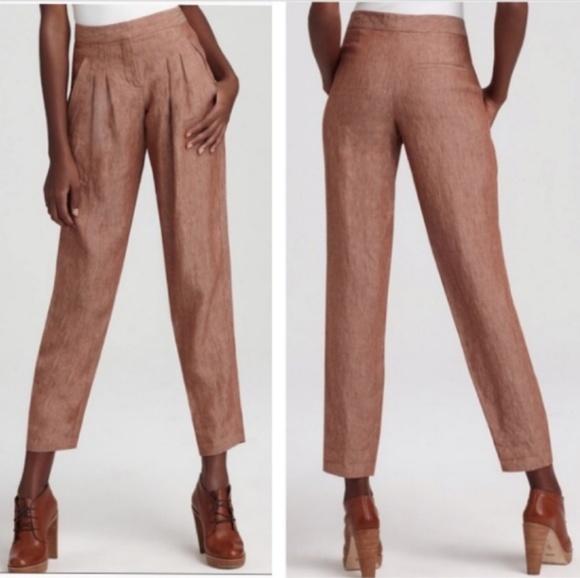 THEORY Dalisha Red Bay Blue Linen Pants Sz 6NWOT - Picture 3 of 8